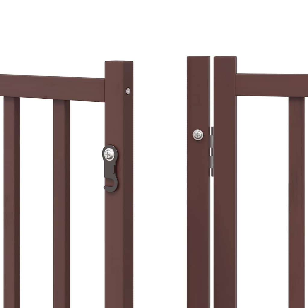 Dog Gate with Door Foldable 9 Panels Brown 450 cm Poplar Wood