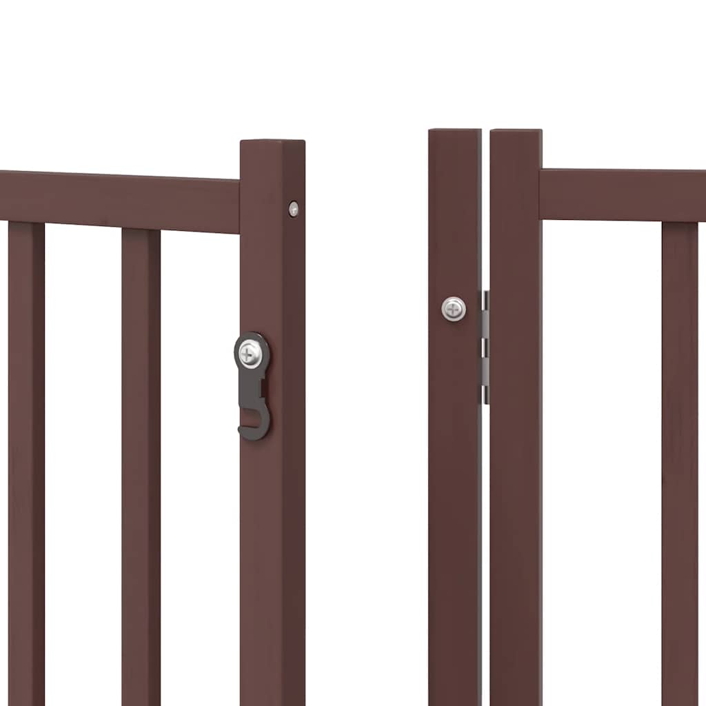 Dog Gate with Door Foldable 12 Panels Brown 600 cm Poplar Wood