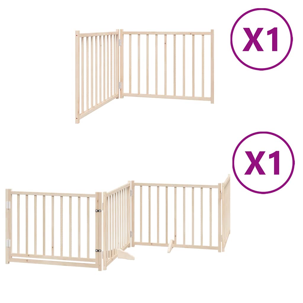 Dog Gate with Door Foldable 6 Panels 480 cm Poplar Wood