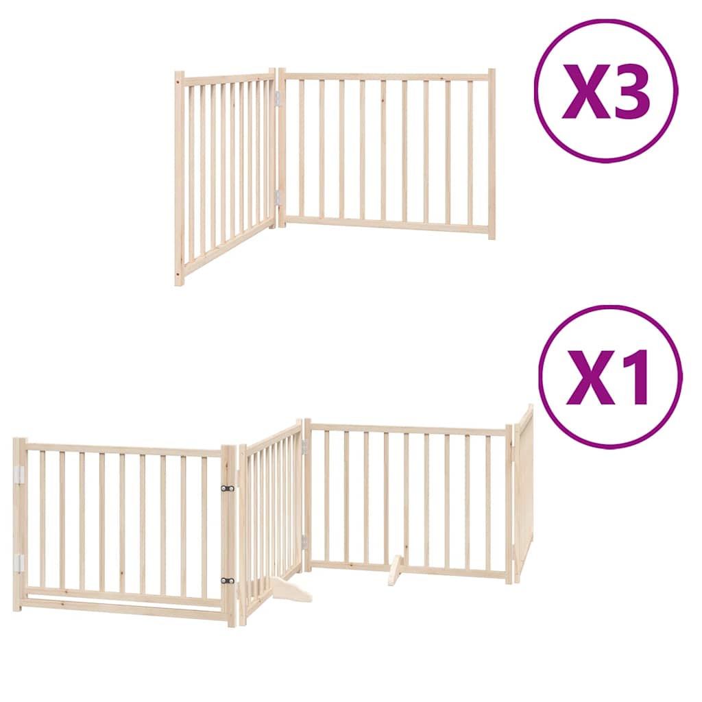 Dog Gate with Door Foldable 10 Panels 800 cm Poplar Wood