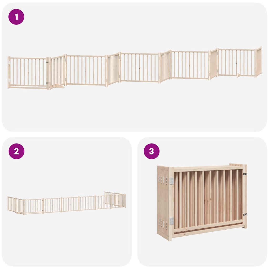 Dog Gate with Door Foldable 10 Panels 800 cm Poplar Wood