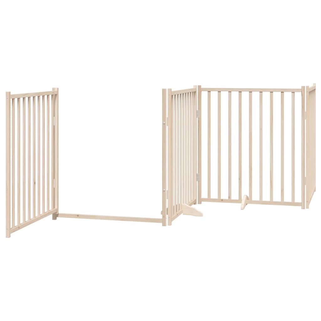 Dog Gate with Door Foldable 8 Panels 640 cm Poplar Wood