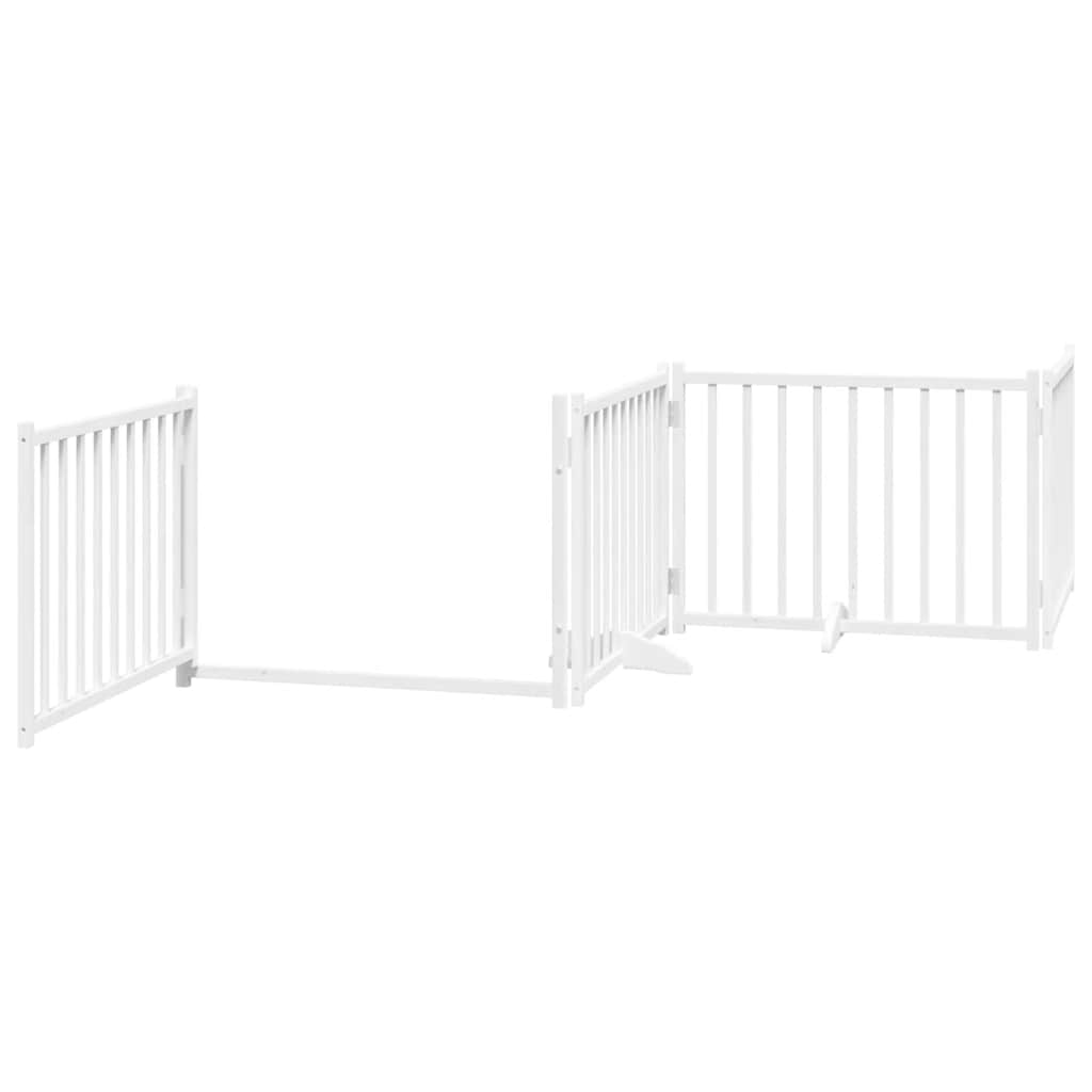 Dog Gate with Door Foldable 8 Panels White 640 cm Poplar Wood