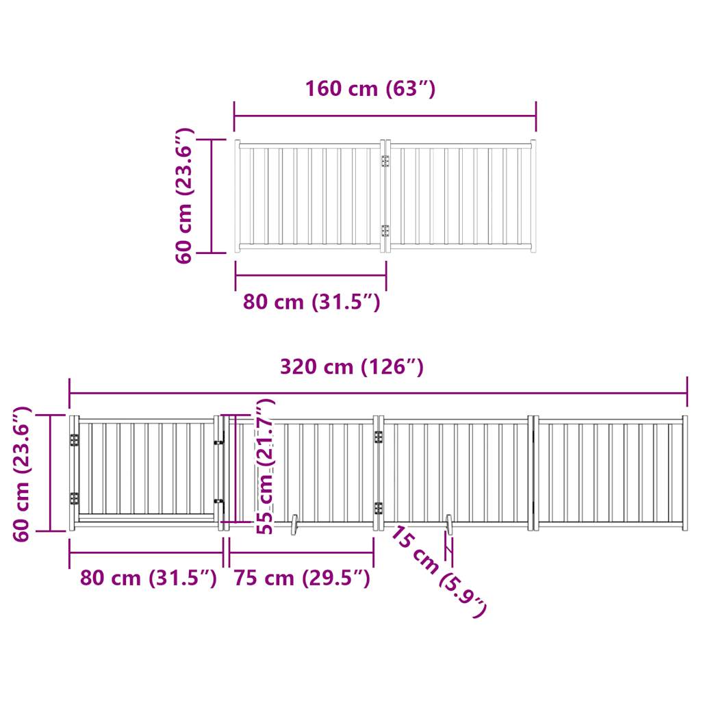 Dog Gate with Door Foldable 10 Panels Black 800 cm Poplar Wood