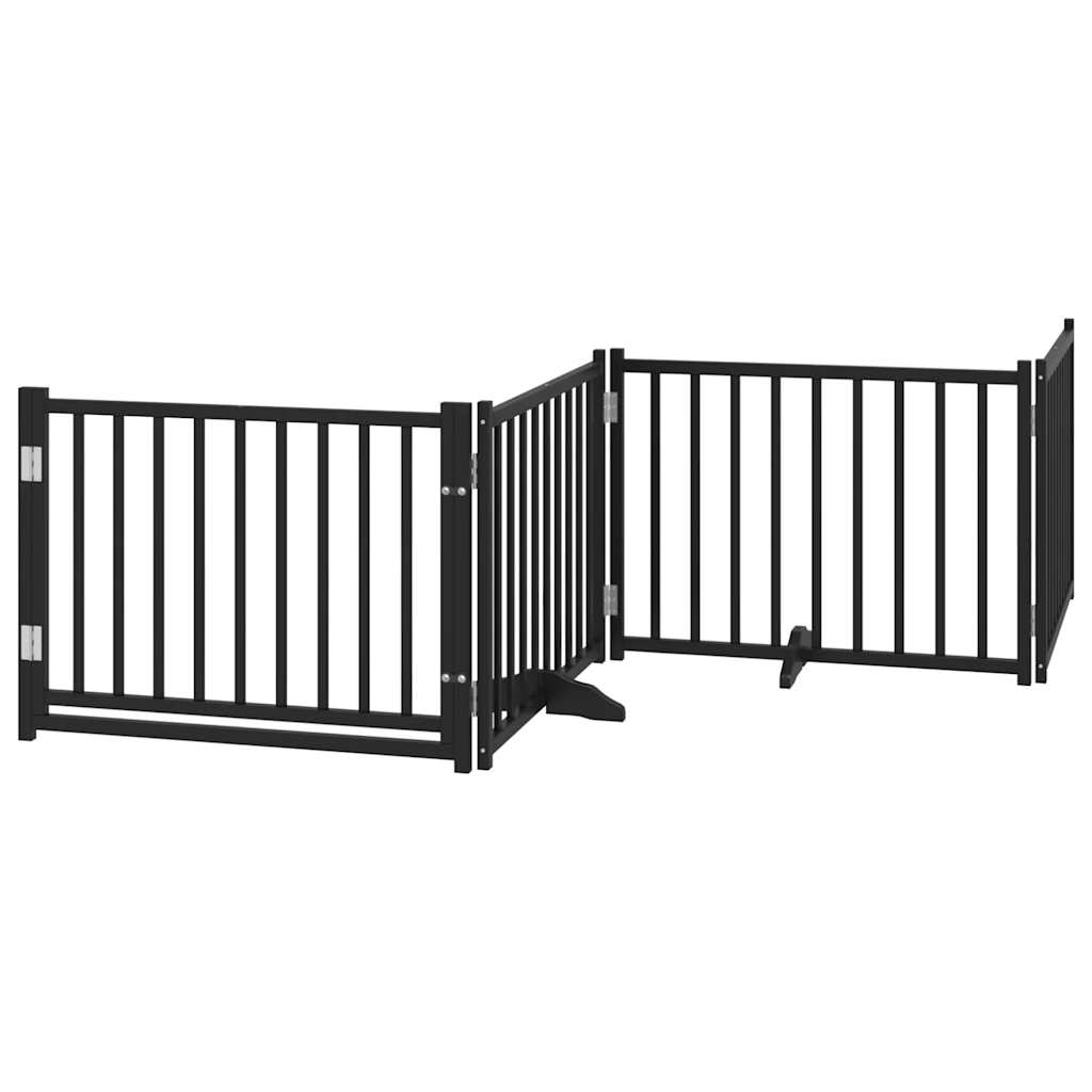 Dog Gate with Door Foldable 12 Panels Black 960 cm Poplar Wood