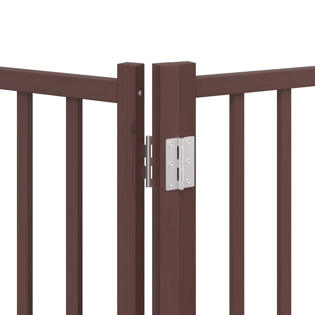 Dog Gate with Door Foldable 6 Panels Brown 480 cm Poplar Wood