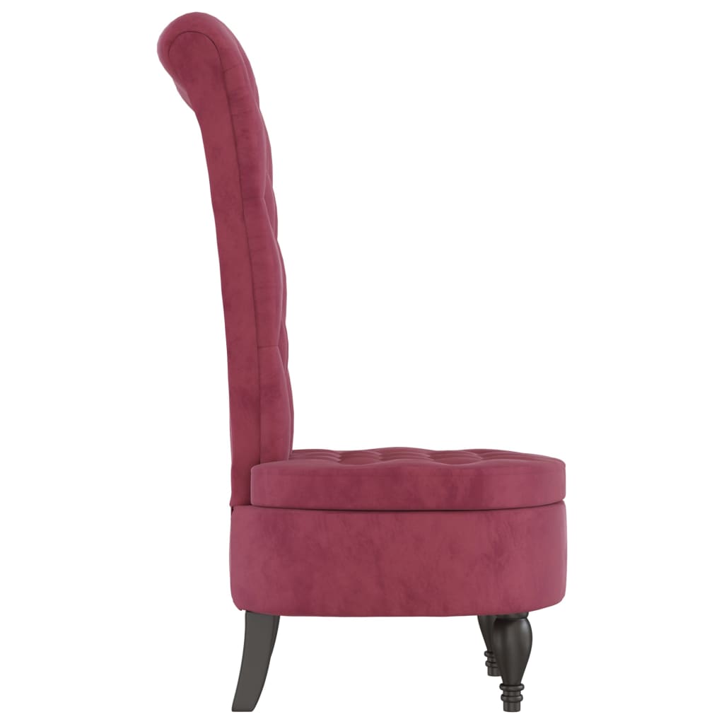High Back Chair Wine Red Velvet Button Design