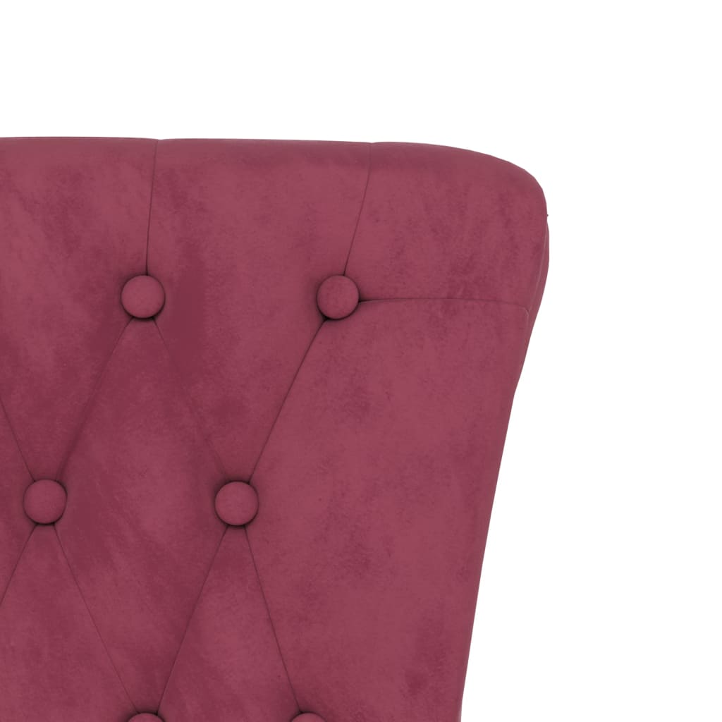 High Back Chair Wine Red Velvet Button Design