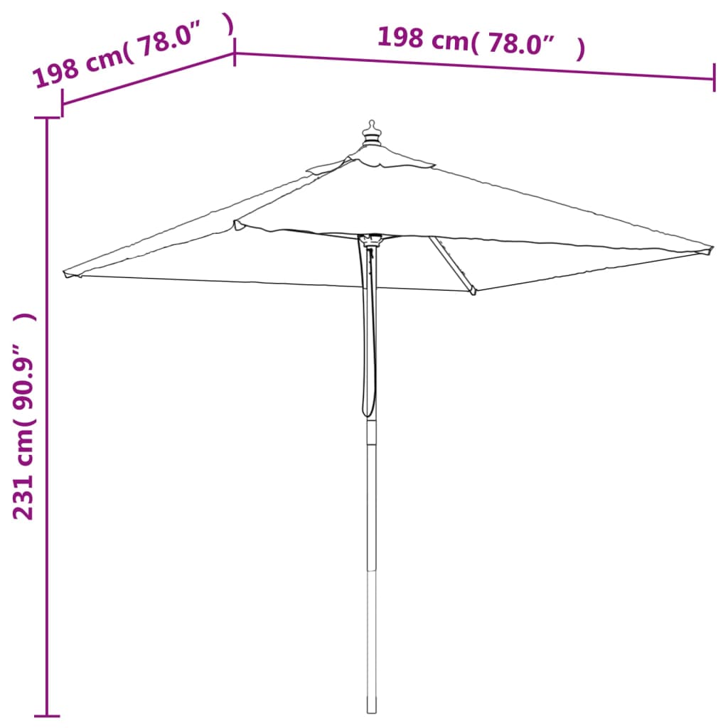 Garden Parasol with Wooden Pole Sand 198x198x231 cm