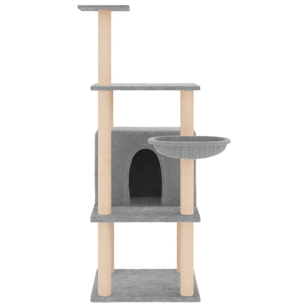 Cat Tree with Sisal Scratching Posts Light Grey 132 cm