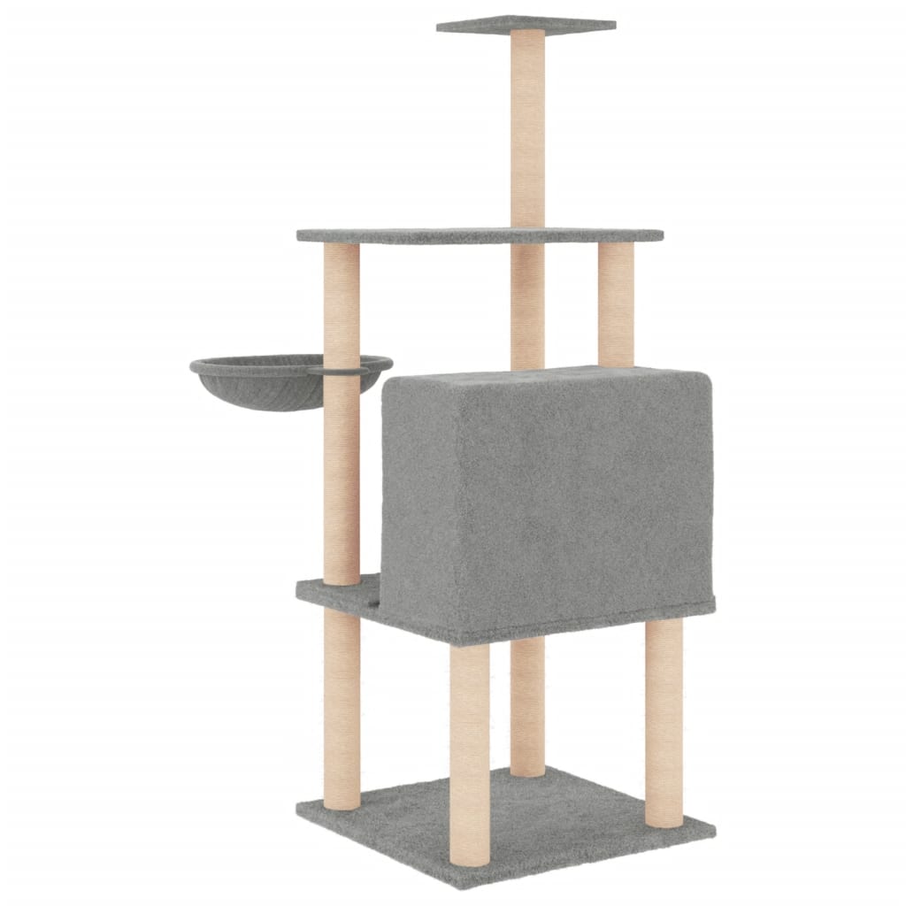 Cat Tree with Sisal Scratching Posts Light Grey 132 cm