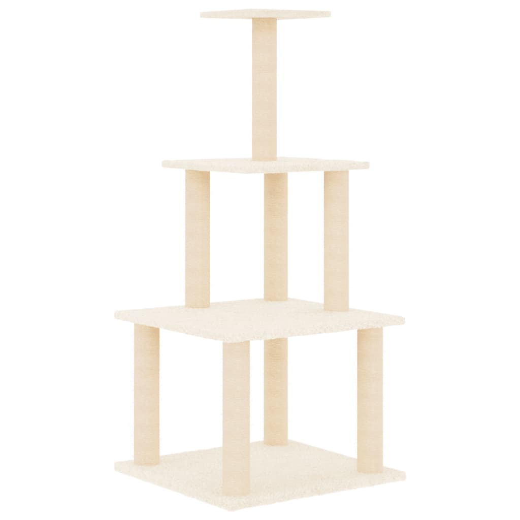 Cat Tree with Sisal Scratching Posts Cream 111 cm