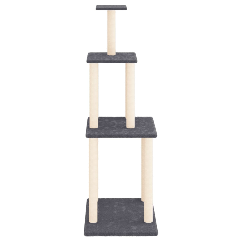 Cat Tree with Sisal Scratching Posts Dark Grey 149 cm