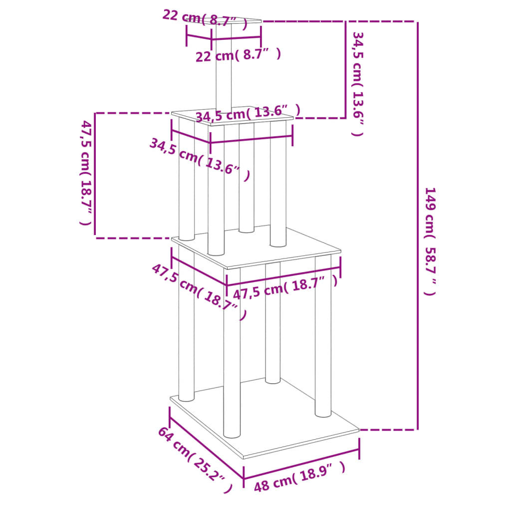 Cat Tree with Sisal Scratching Posts Dark Grey 149 cm