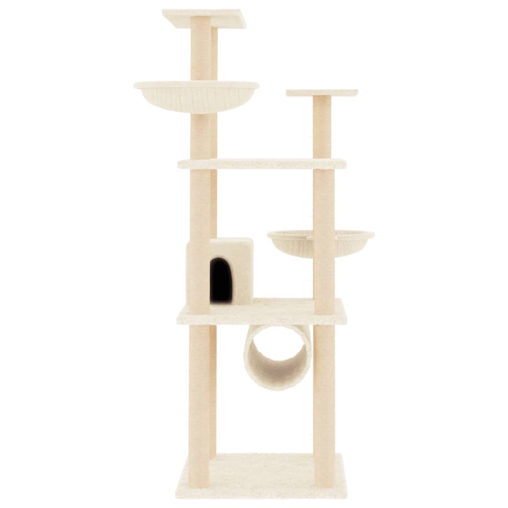 Cat Tree with Sisal Scratching Posts Cream 141 cm