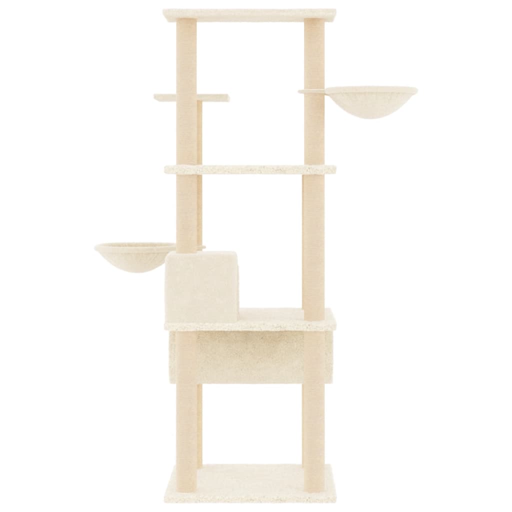 Cat Tree with Sisal Scratching Posts Cream 141 cm