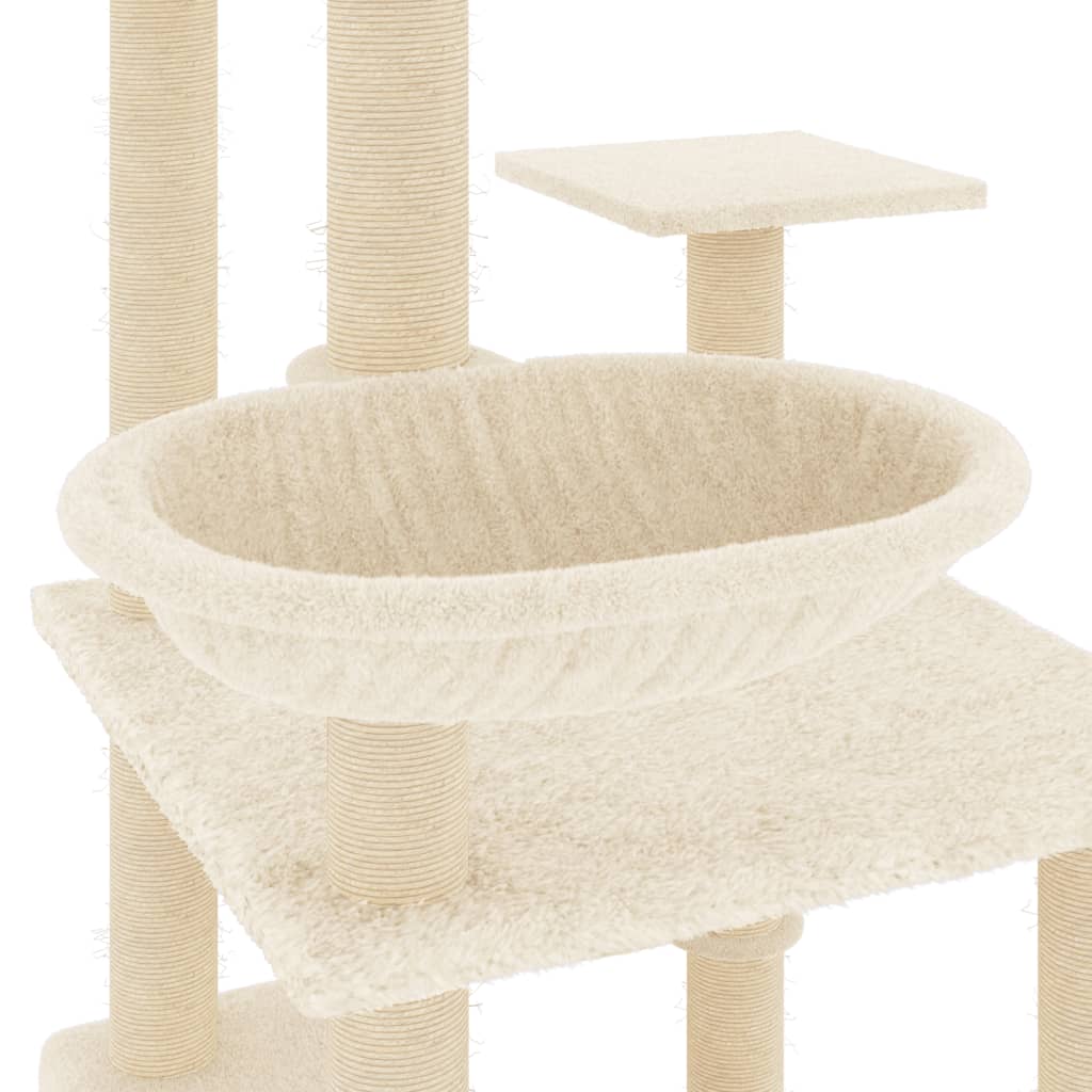 Cat Tree with Sisal Scratching Posts Cream 141 cm