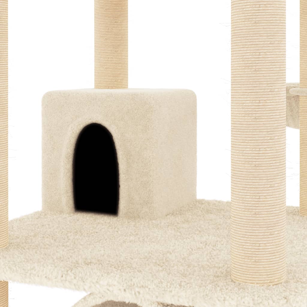 Cat Tree with Sisal Scratching Posts Cream 141 cm