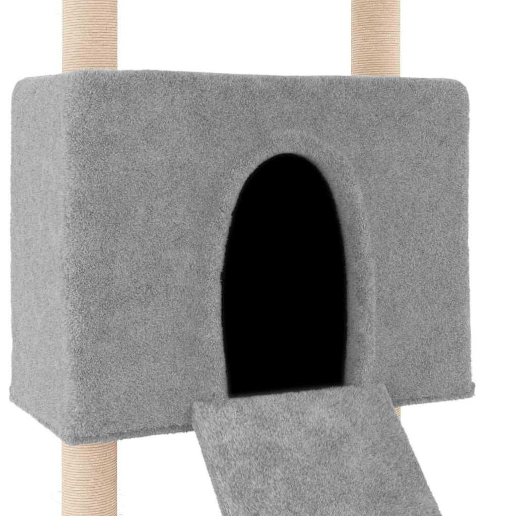 Cat Tree with Sisal Scratching Posts Light Grey 153 cm