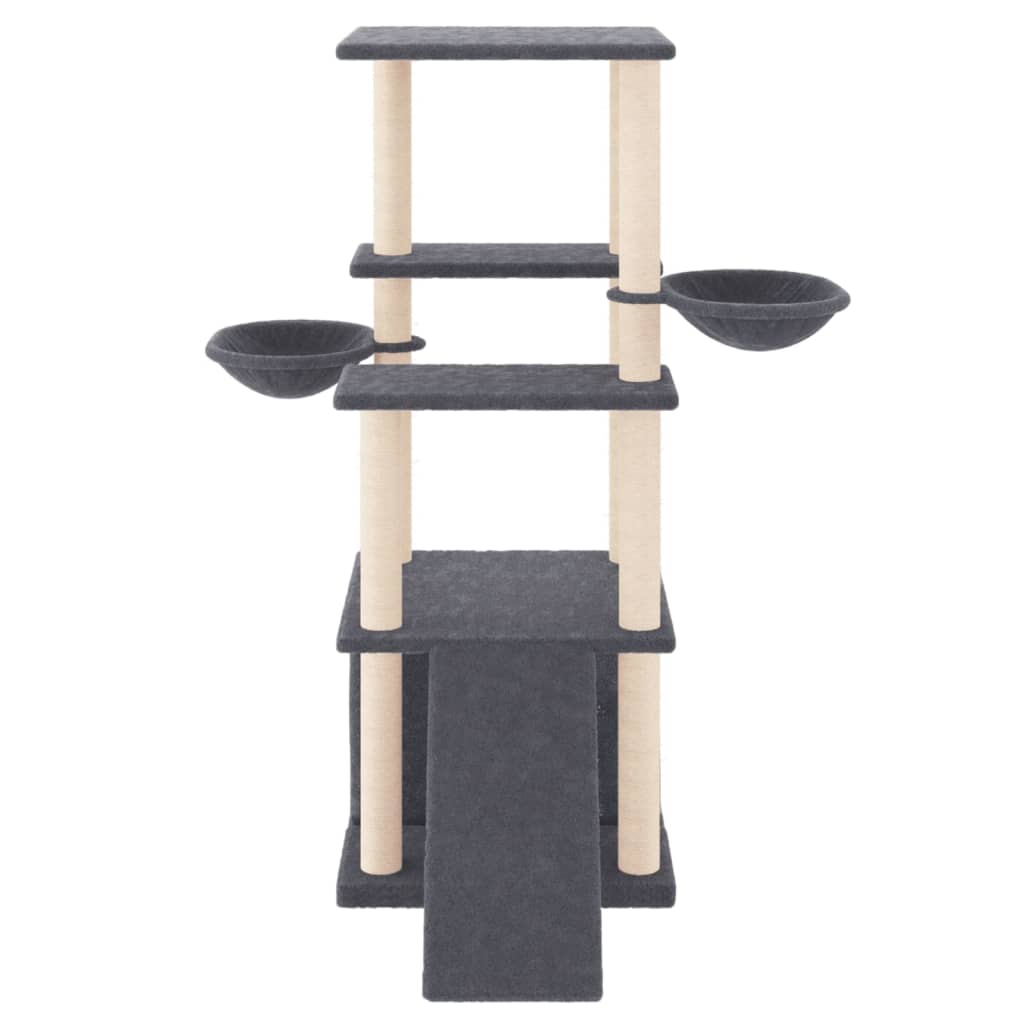 Cat Tree with Sisal Scratching Posts Dark Grey 133 cm