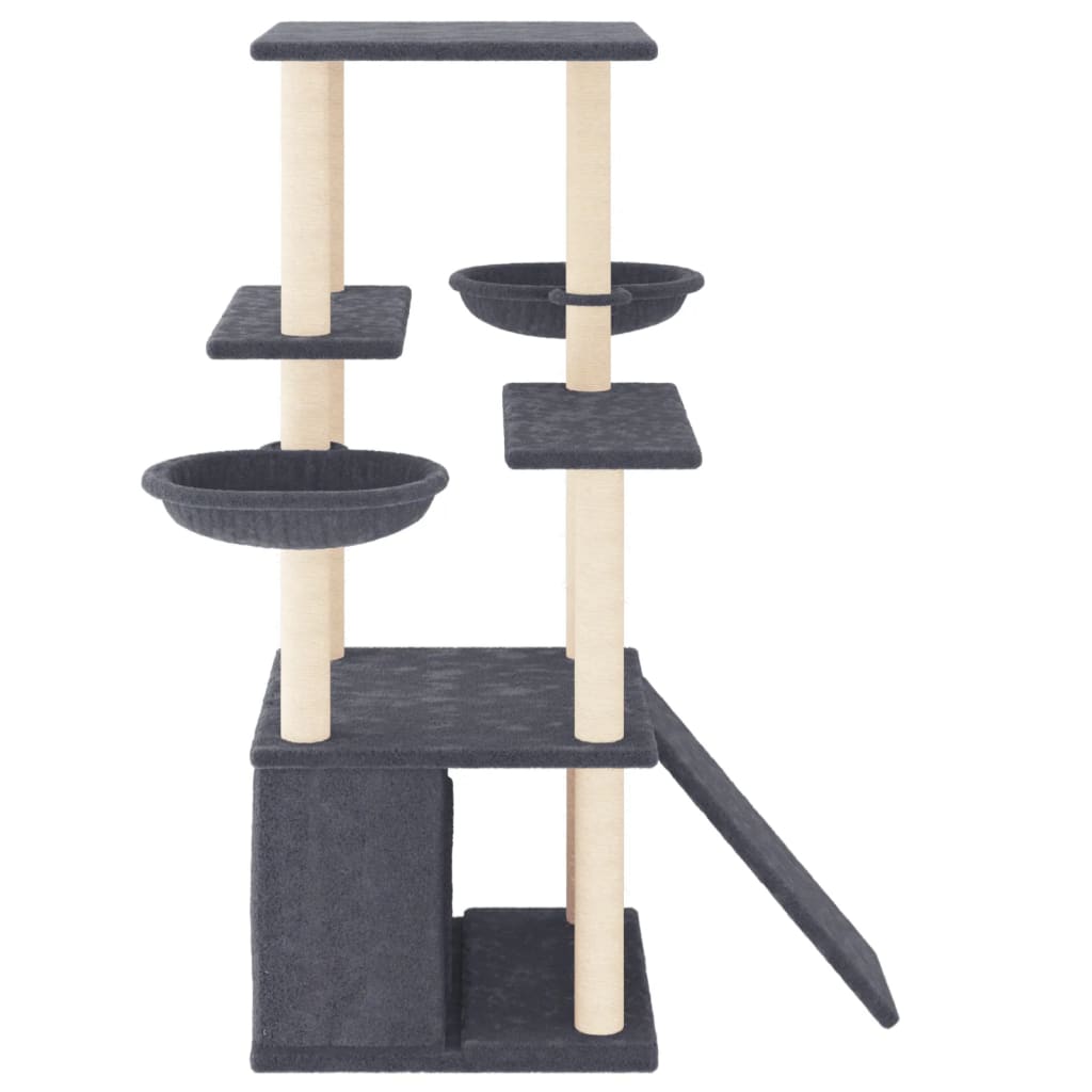 Cat Tree with Sisal Scratching Posts Dark Grey 133 cm