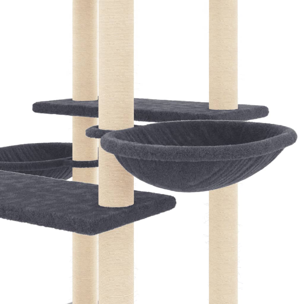 Cat Tree with Sisal Scratching Posts Dark Grey 133 cm