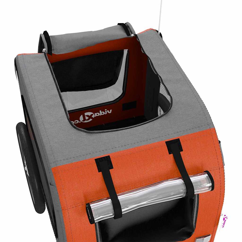 Pet Bike Trailer Animal Print Orange and grey 124 x 53 x 53 cm
