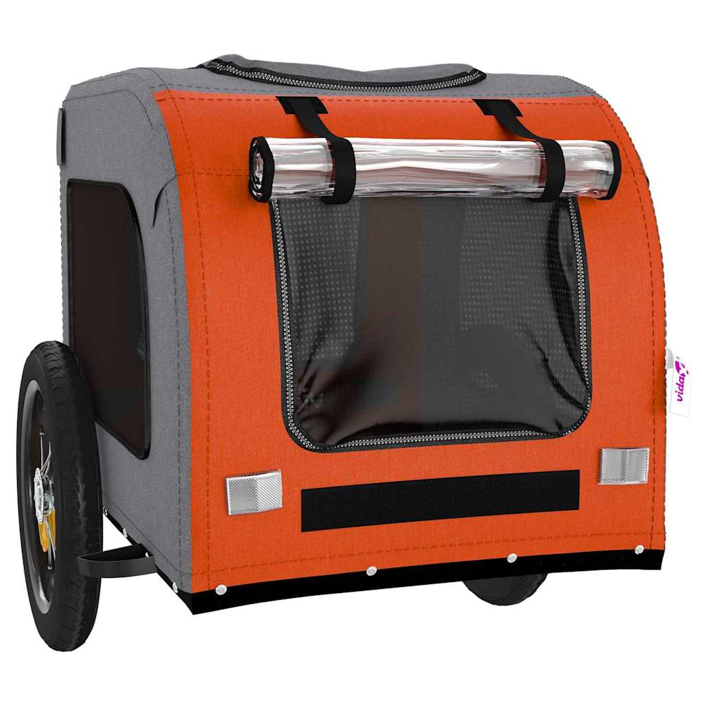 Pet Bike Trailer Animal Print Orange and grey 124 x 53 x 53 cm