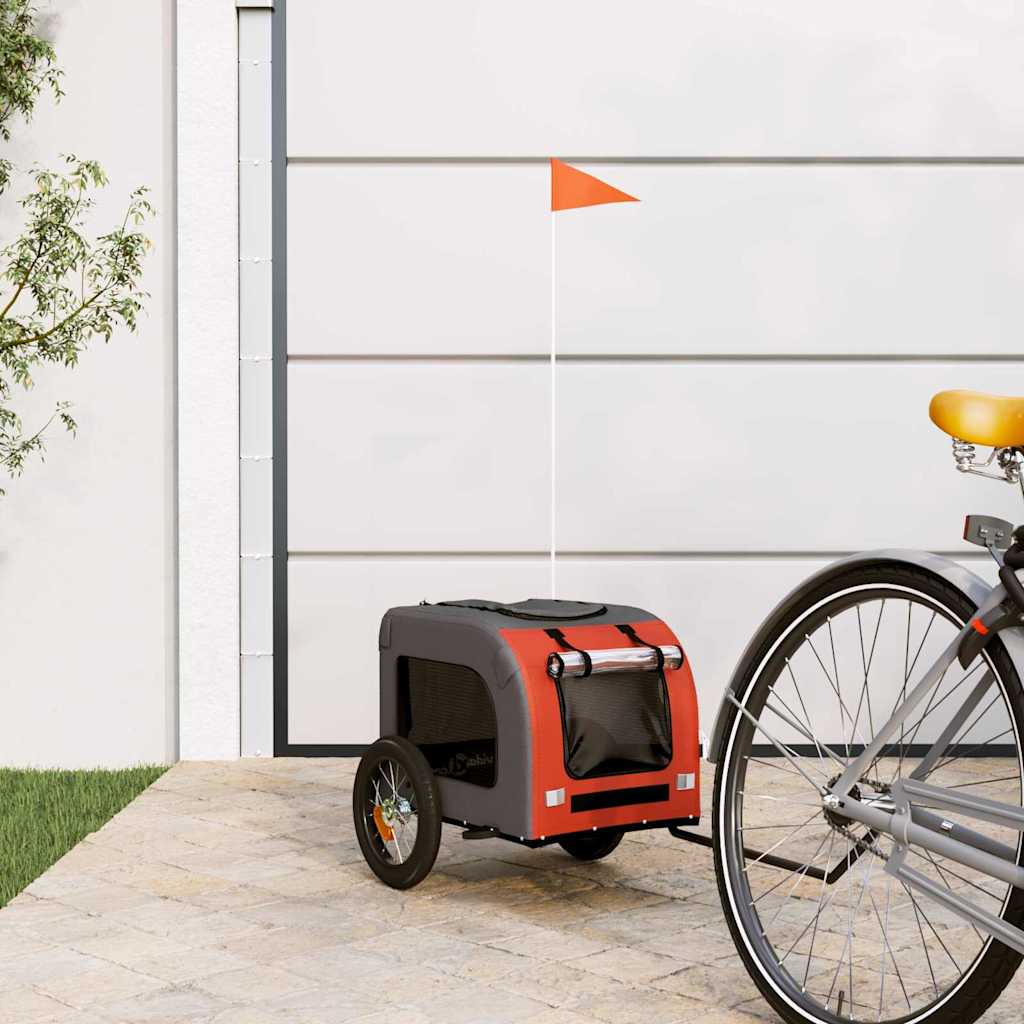 Pet Bike Trailer Animal Print Orange and grey 124 x 53 x 53 cm