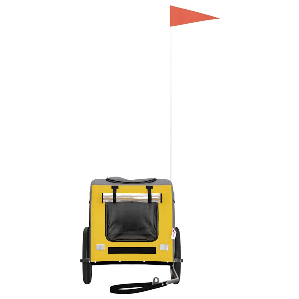 Pet Bike Trailer Yellow and Grey Oxford Fabric and Iron