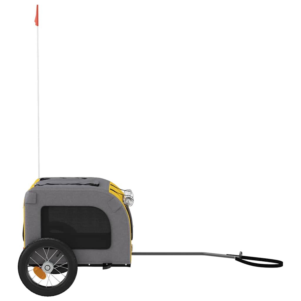 Pet Bike Trailer Yellow and Grey Oxford Fabric and Iron