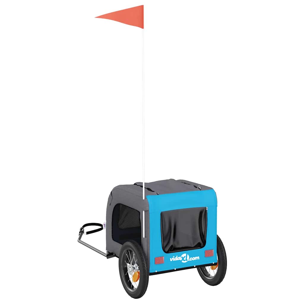Pet Bike Trailer Blue and Grey Oxford Fabric and Iron