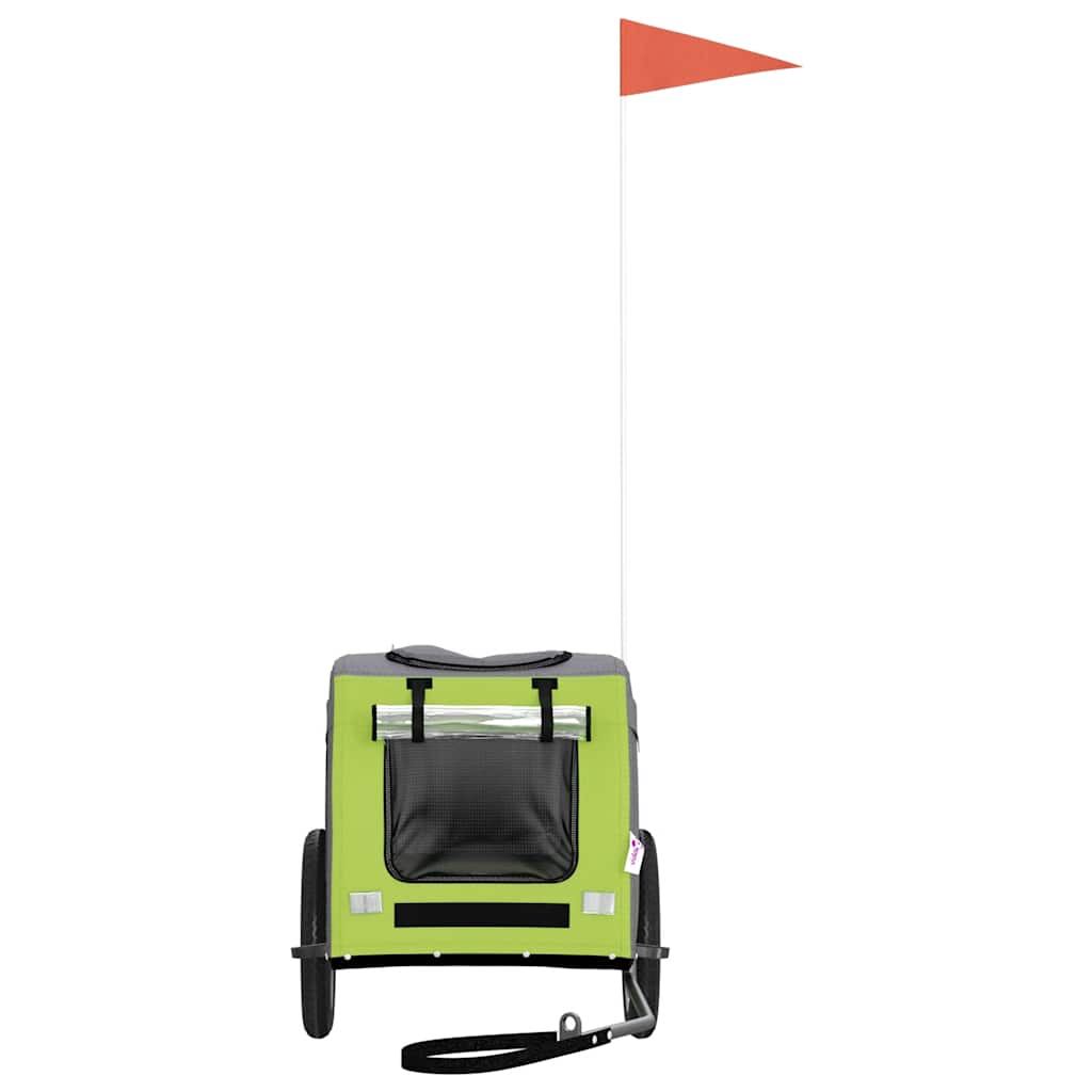Pet Bike Trailer Green and Grey Oxford Fabric and Iron