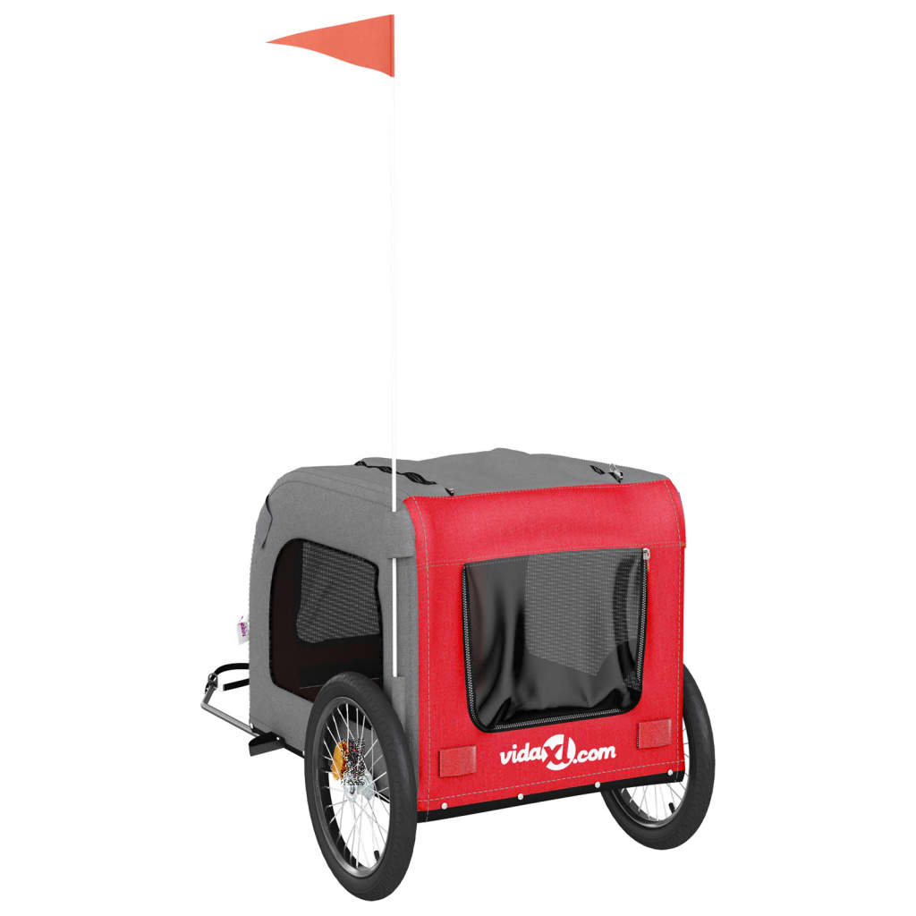 Pet Bike Trailer Red and Grey Oxford Fabric&Iron