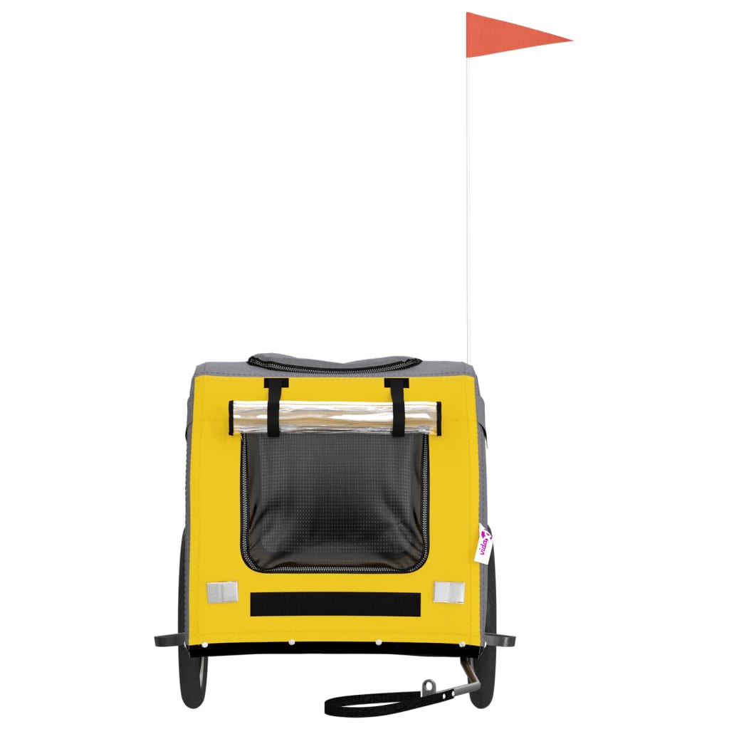 Pet Bike Trailer Yellow and Grey Oxford Fabric&Iron