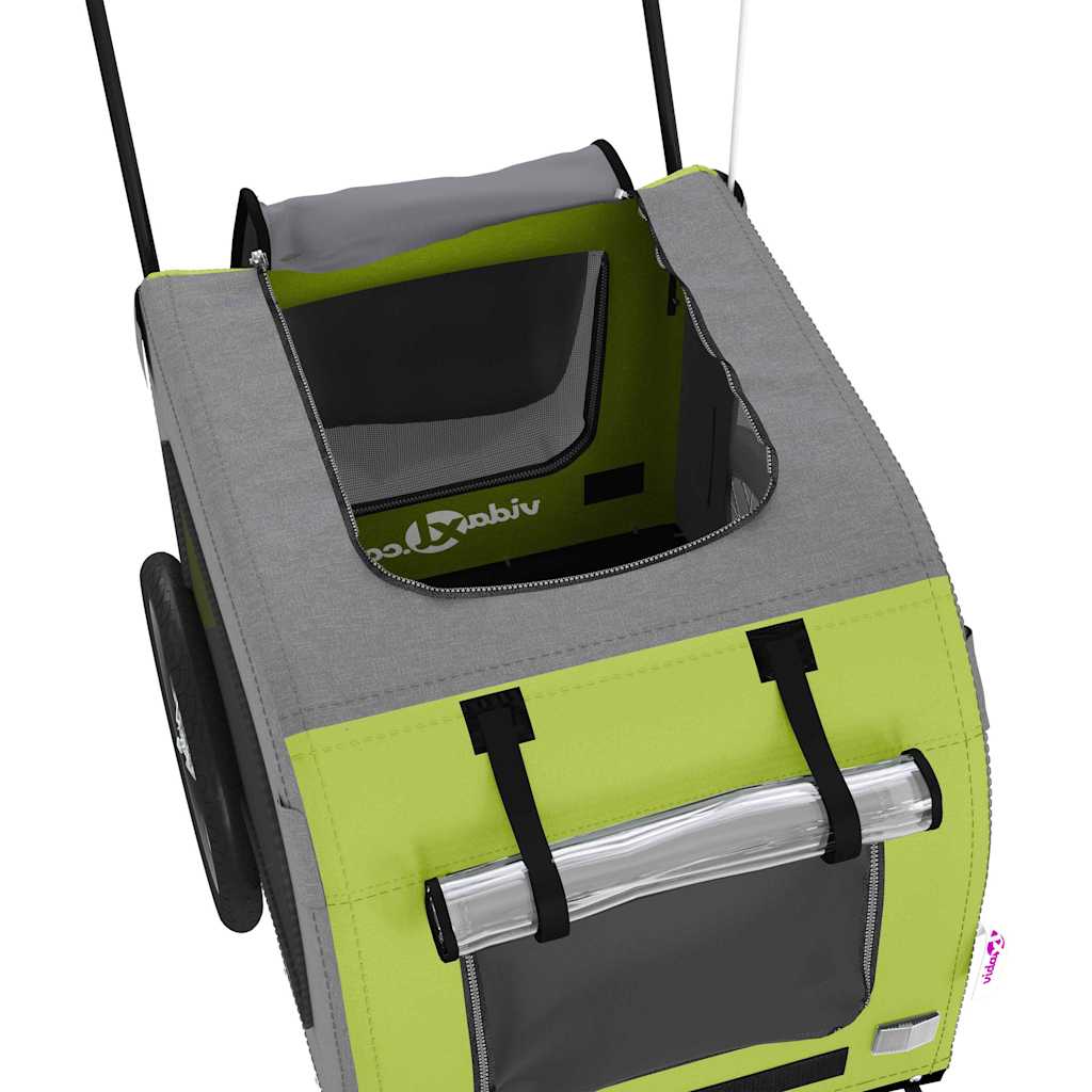 Pet Bike Trailer Green and grey 124.5 x 63.5 x 53 cm
