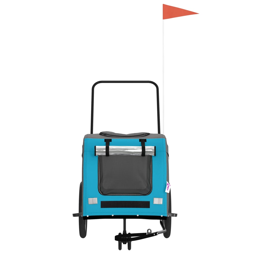 Pet Bike Trailer Blue and Grey Oxford Fabric and Iron