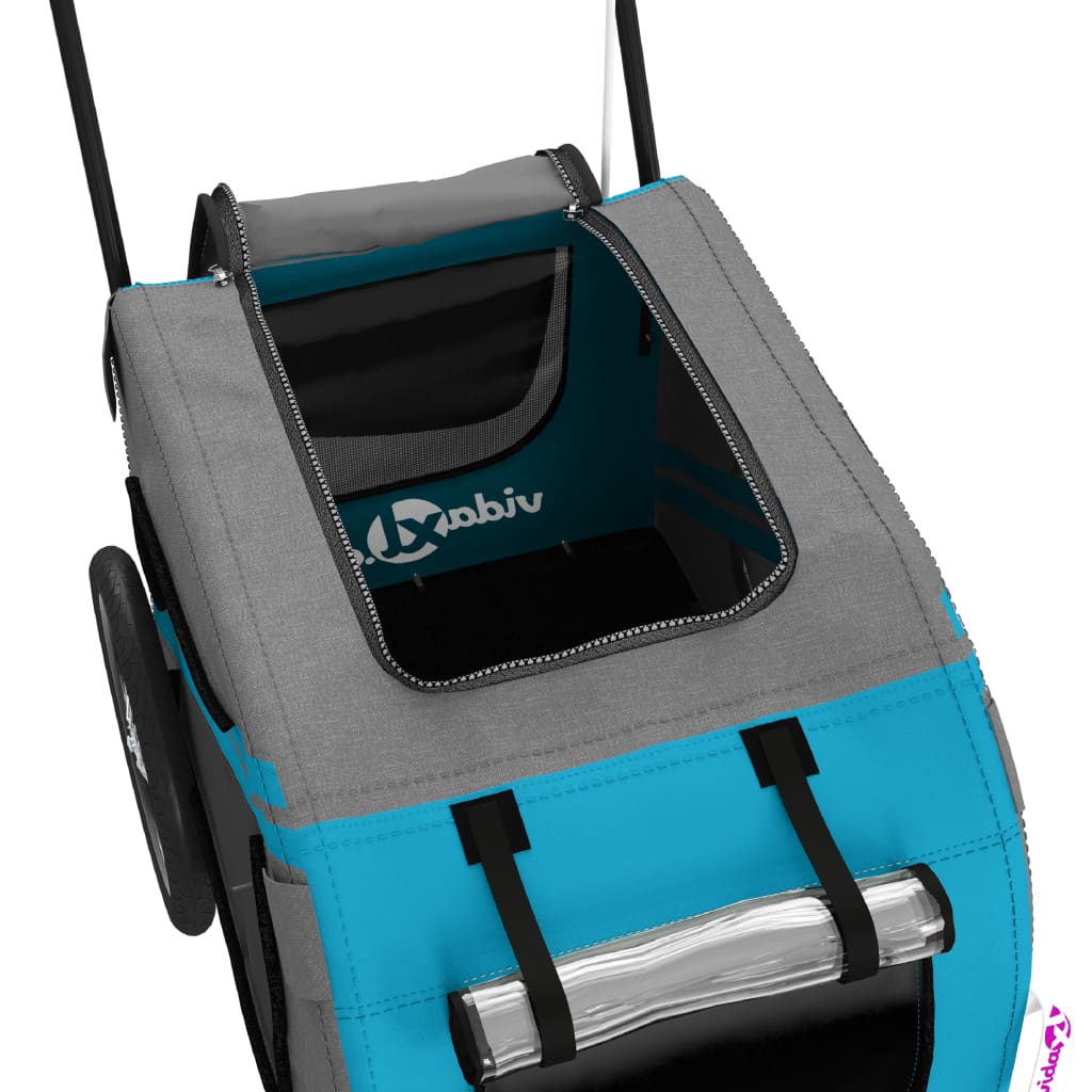 Pet Bike Trailer Blue and Black Oxford Fabric and Iron