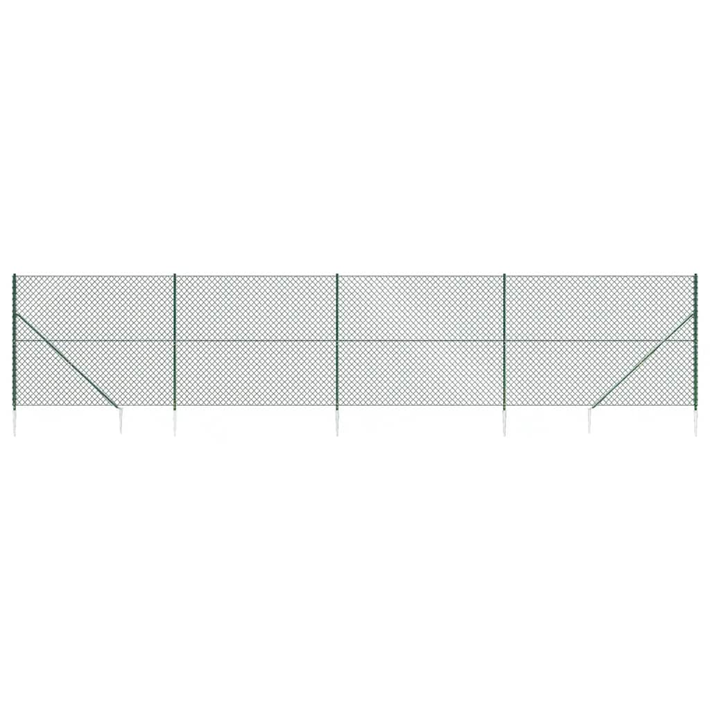 Chain Link Fence with Spike Anchors Green 2.2x10 m