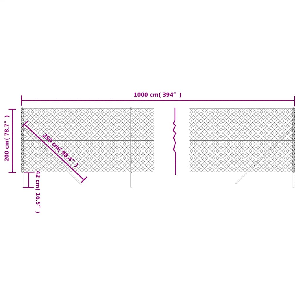 Chain Link Fence Anthracite 2x10 m