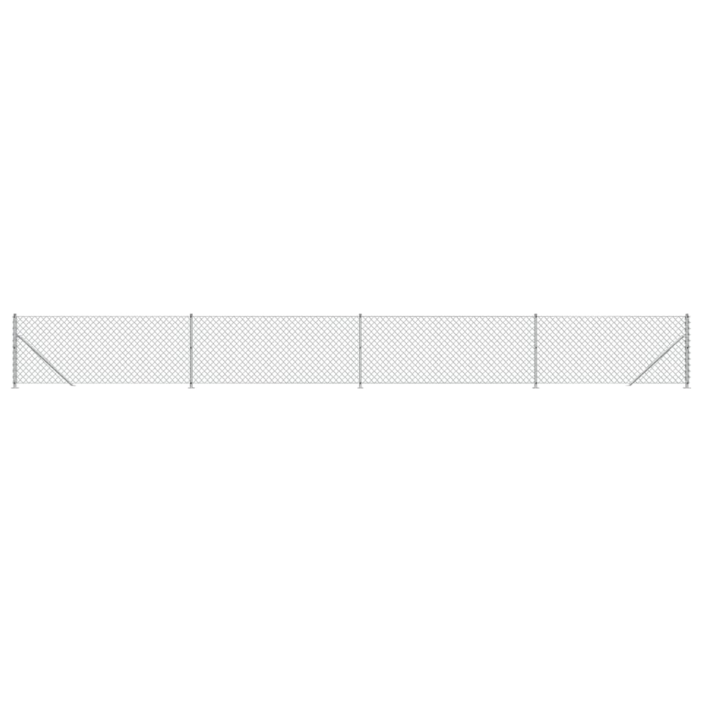 Chain Link Fence with Flange Silver 0.8x10 m