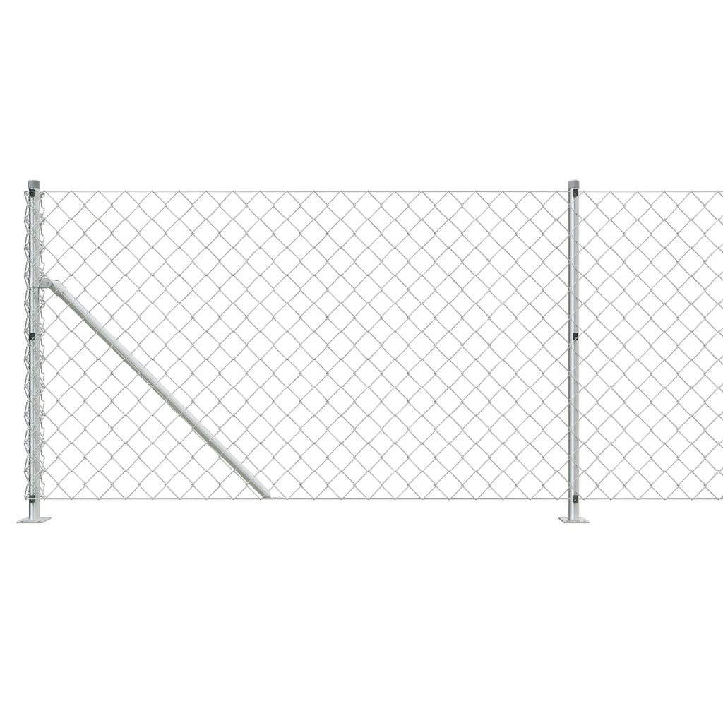 Chain Link Fence with Flange Silver 0.8x10 m