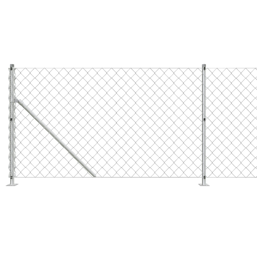 Chain Link Fence with Flange Silver 0.8x25 m