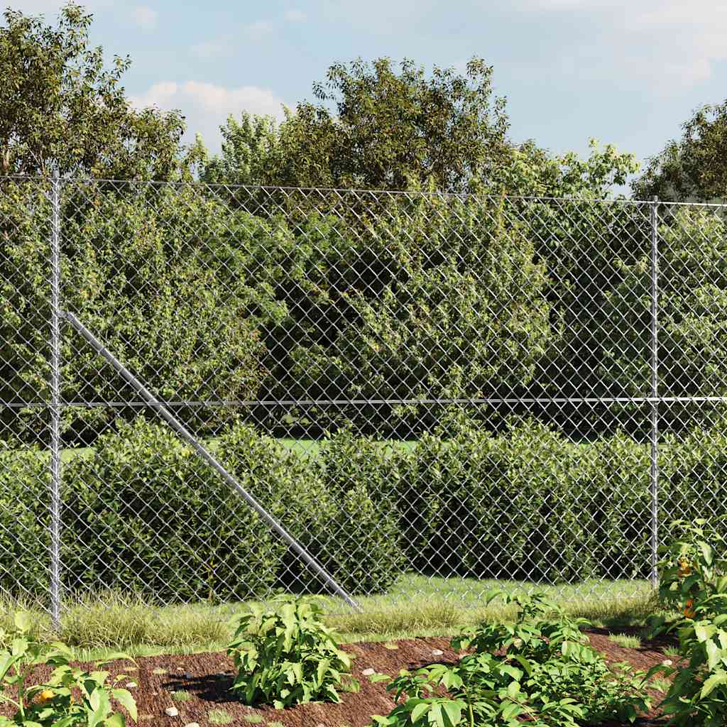 Chain Link Fence with Flange Silver 1.4x25 m
