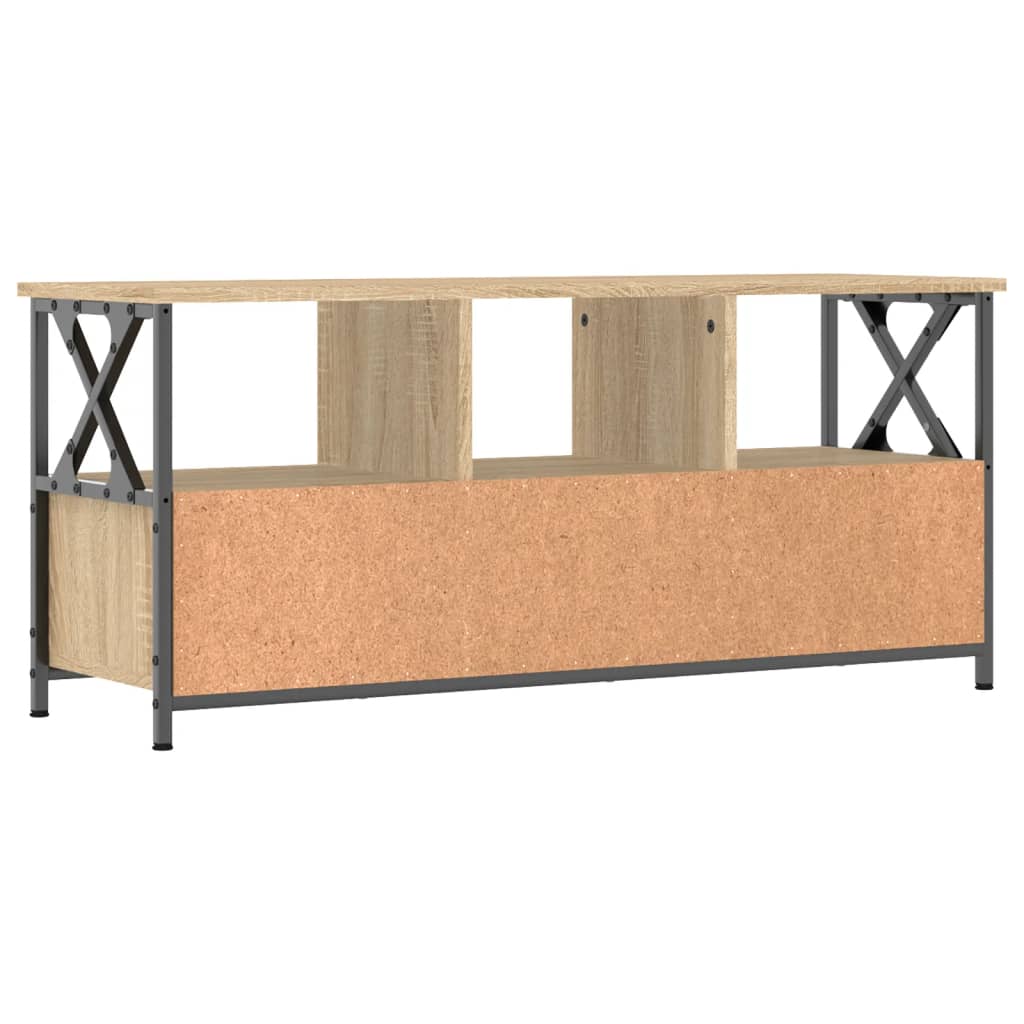 TV Cabinet Sonoma Oak 102x33x45 cm Engineered Wood&Iron