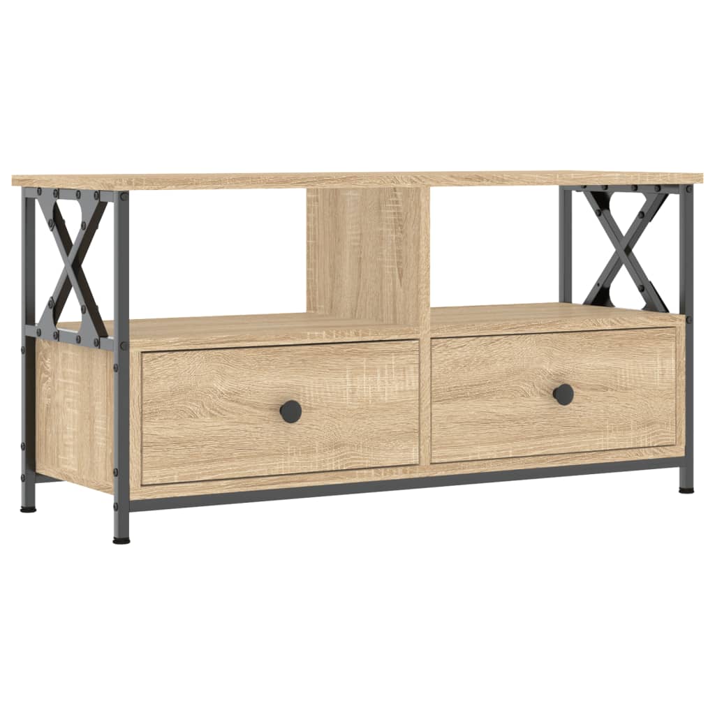 TV Cabinet Sonoma Oak 90x33x45 cm Engineered Wood&Iron