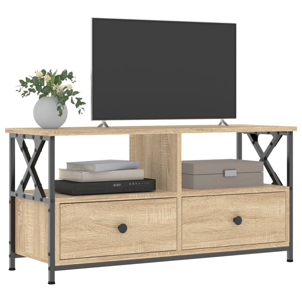 TV Cabinet Sonoma Oak 90x33x45 cm Engineered Wood&Iron