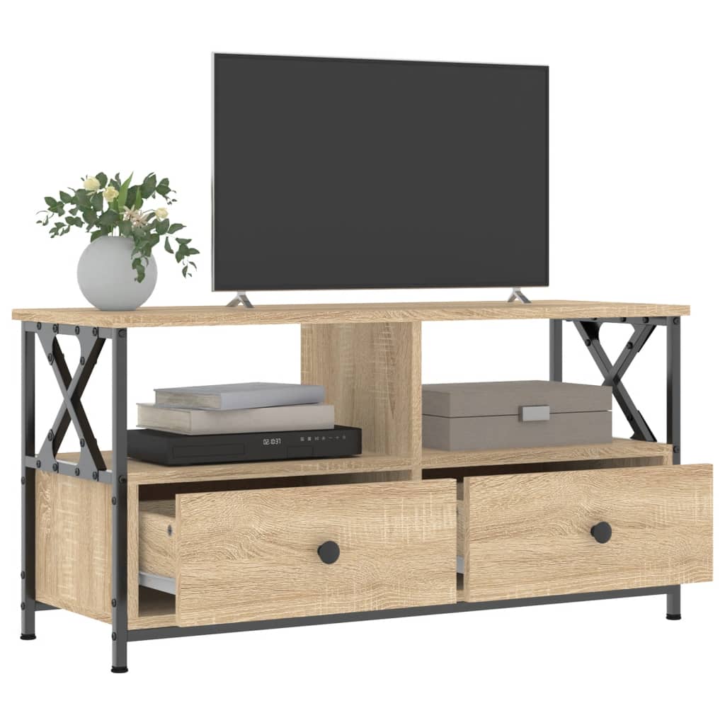 TV Cabinet Sonoma Oak 90x33x45 cm Engineered Wood&Iron