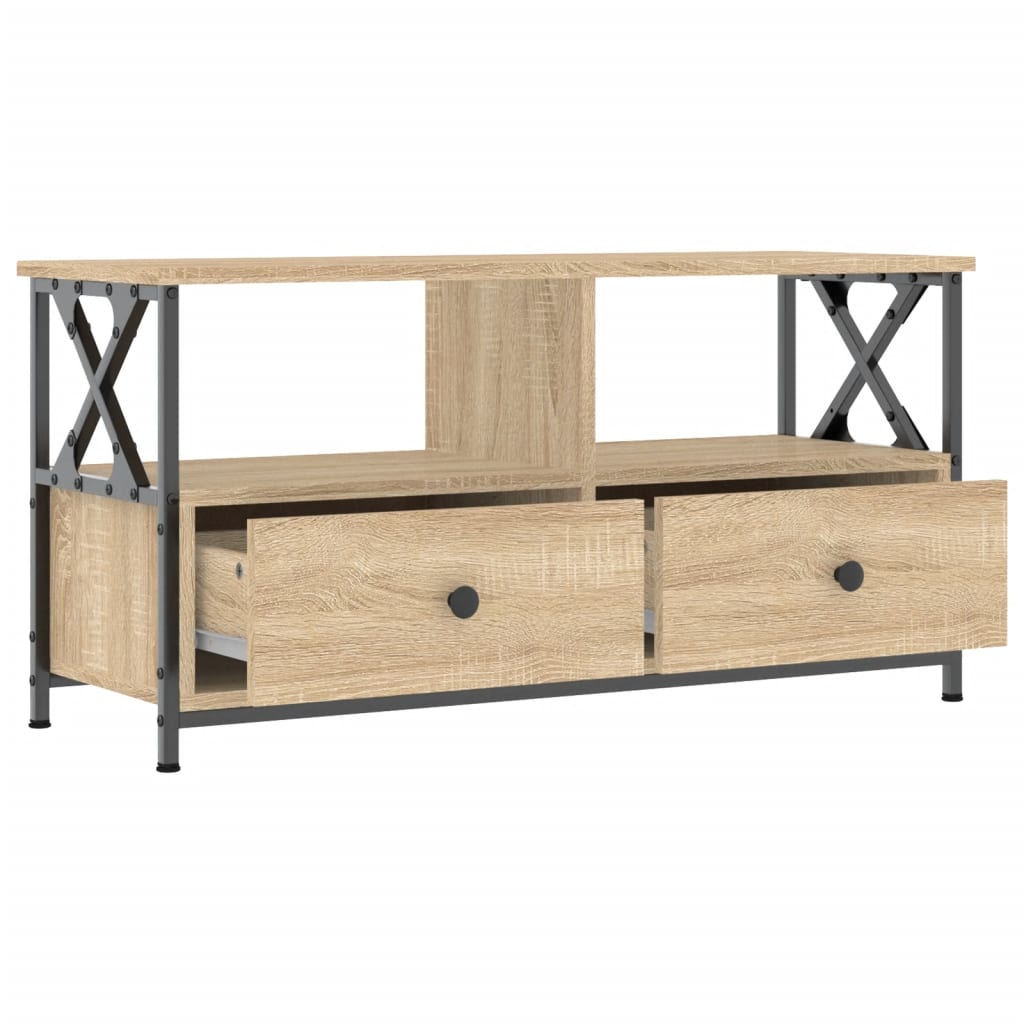 TV Cabinet Sonoma Oak 90x33x45 cm Engineered Wood&Iron