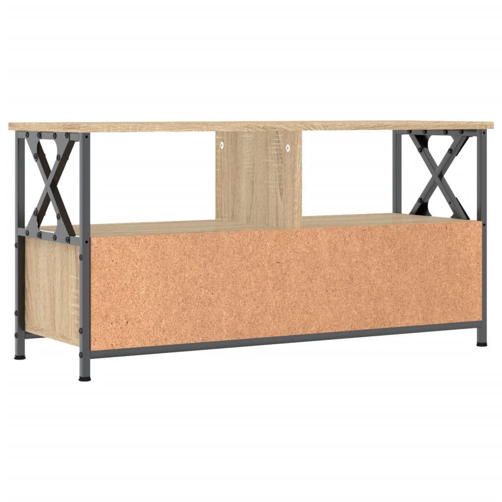 TV Cabinet Sonoma Oak 90x33x45 cm Engineered Wood&Iron